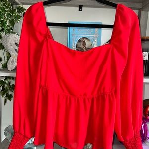 Red peplum blouse